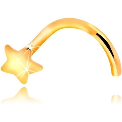 Šperky eshop piercing do nosu ze žlutého zlata zahnutý malá hvězdička GG207.06