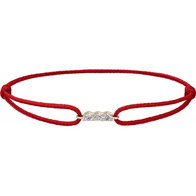 Tiami provázkový náramek Pure Line 3 z růžového zlata s diamanty červený BPL3P2203