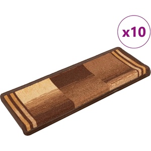 vidaXL Самозалепващи стелки за стълби, 10 бр, 65x21x4 см, кафяви (149845)