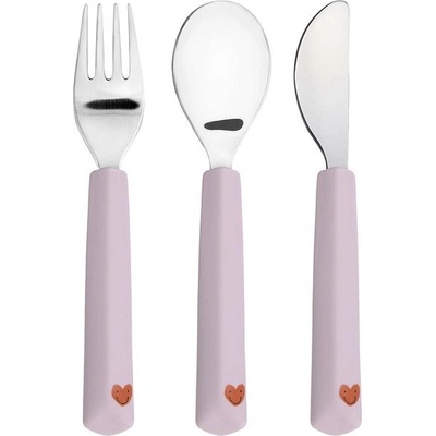 Lässig Cutlery with Silicone Handle Happy Rascals Heart lavender 3 ks