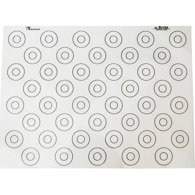 deBUYER silikonová pečící podložka na makronky se značkami, hladká, ø 10cm, 40x30cm, 1 ks