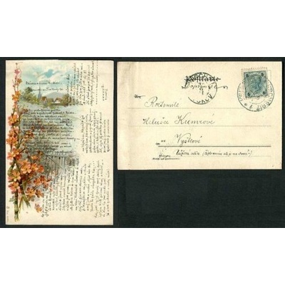 Květiny. Vzpomínka na den 27. května 1901. Drobným písmem zajímavé milostné verše. – Zboží Dáma