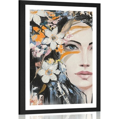 Plakát s paspartou originální malba ženy - 60x90 black