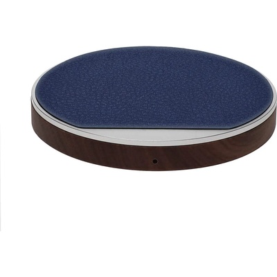 4smarts Select Wireless Fast Charger LIGNO 10W - поставка (пад) за безжично захранване с елементи от истинско дърво, карбон и кожа (сив-син)