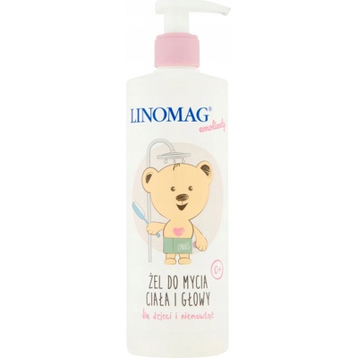 Linomag Emolienty Shampoo & Shower Gel sprchový gél a šampón 2 v 1 pre deti od narodenia 400 ml