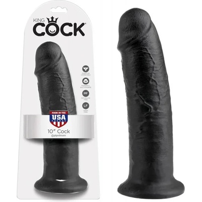 Пенис дилдо с вакуумна основа, 25, 4см. - King Cock Black (PIPE550523)