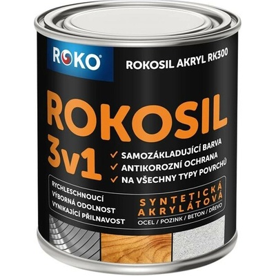Barva samozákladující Rokosil akryl 3v1 RK 300 1000 bílá, 3l