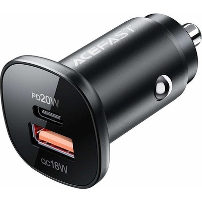 ACEFAST Зарядно за кола с USB-A и USB-C изходи с технология за бързо зареждане - Acefast B1 Dual Car Charger 38W (черен)