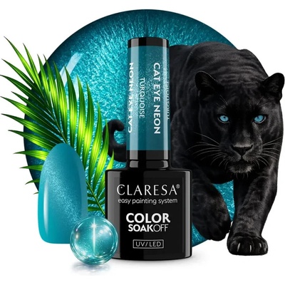 CLARESA Gél lak CAT EYE NEON Turquoise 5 g