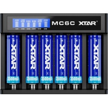 XTAR MC6C 6-slotová inteligentná 3,6V-3,7V Li-ion a Ni-MH nabíjačka batérií