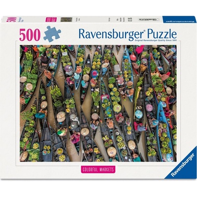Ravensburger Пъзел Ravensburger от 500 части - Плаващ пазар, Индонезия (12001813)