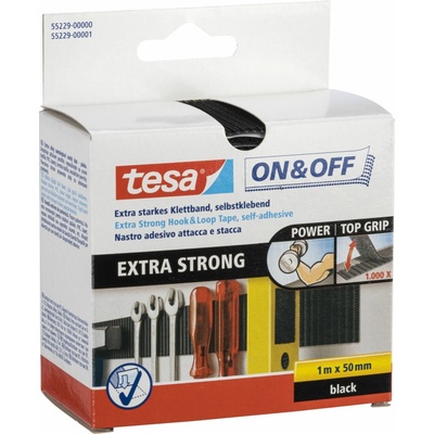 Tesa Extra silný suchý zip, černý, obě strany, 1m x 50mm (55229-00000-02)