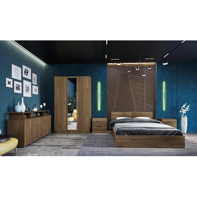 Bogdan Furniture I Спален комплект Модел 7073 за матрак 160/200, Орех адмирал