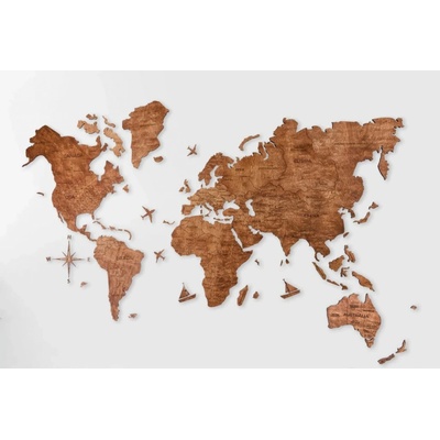 Drevená mapa sveta - Farba dub 100 cm x 60 cm