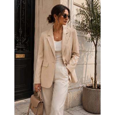 Max Original Leather Dámske kožené sako TW21-L013 cream