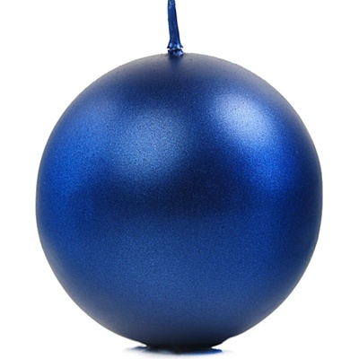 PartyDeco Свещ - топка син металик 8см
