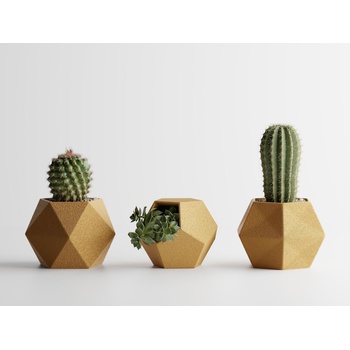 Комплект 3 броя кашпи Atina златен