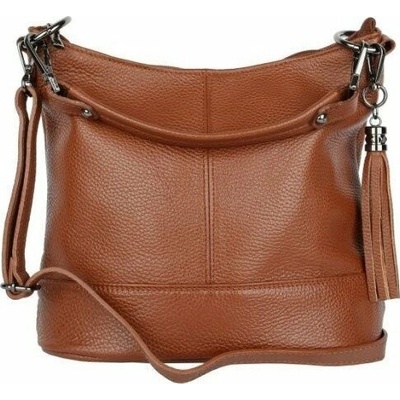 Talianske Cognac talianska kožená crossbody kabelka Anita