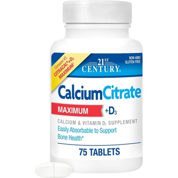 21st Century Calcium Citrate + D3 Maximum, 75 таблетки, 21st Century (9109)