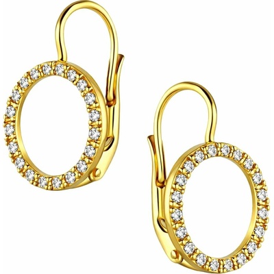 Zlaton Náušnice žluté zlato kruh osazené zirkony visací 1.7cm 2.1g N07092604332