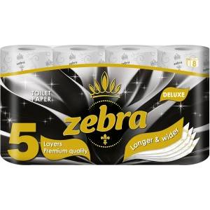 Zebra Тоалетна хартия Zebra Deluxe 5 пласта 8 рула (864467)