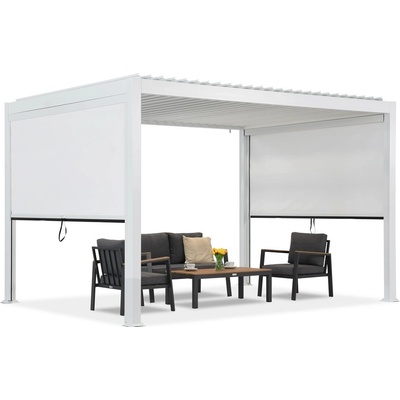Garden Point Lagos 3x4 samostatne stojaca terasová pergola s 3m bočnými roletami biela