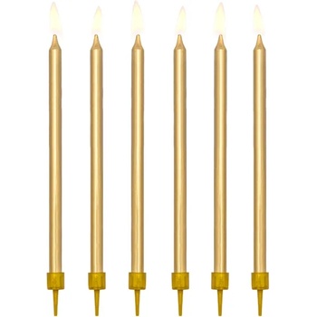 PartyDeco Свещи за рожден ден - златни 12 бр