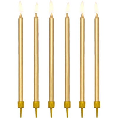 PartyDeco Свещи за рожден ден - златни 12 бр
