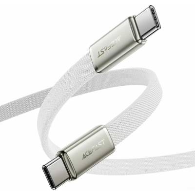 Acefast C24-03 Type-C na Type-C rychlé nabíjení 60W ultratenký plochý design nylonový oplet 1,2m bílý