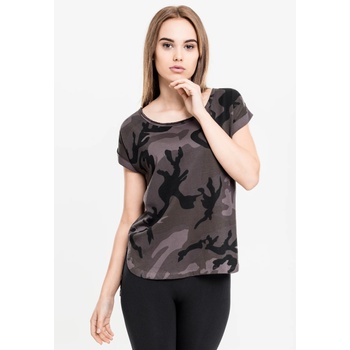 Urban Classics Дамска тениска в тъмен камуфлаж Urban Classics Ladies Camo Back Shaped Tee dark camo UB-TB1635-00784 - Камуфлаж, размер XL