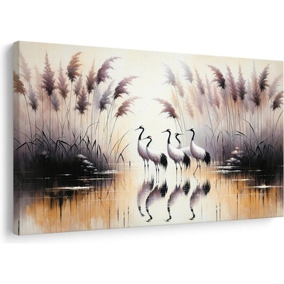 Obraz jeřábi u rákosí - 40x30