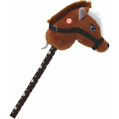 LEAN Toys Kůň na tyči Hobby Horse krátkosrstý se zvuky tmavě hnědý