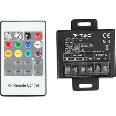 V-TAC led rgb Контролер rf Дистанционно Управление 20 бутона Малко - 3340 (3340)
