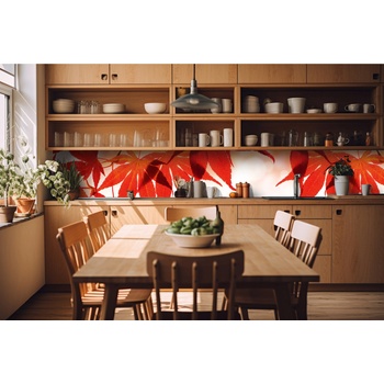 DIMEX ART s. r. o Фототапет за кухня - червени листа 420 x 60 см