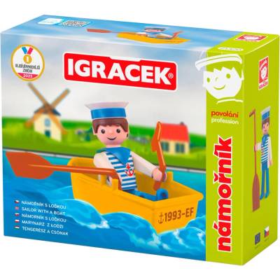 Efko IGRÁČEK Námořník s lodičkou figurka 7,5cm v krabičce stavebnice