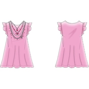 Guess Розова свободна рокля за мини момиче с детайли и къдрички Guess