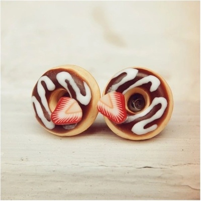 CircusMind sladké náušnice pecky Fimo donutky jahodové S4999
