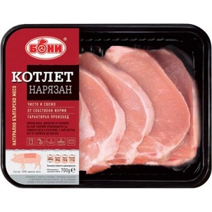 Месо охладено Свински котлет нарязан Бони 550гр