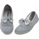 Čipkované prelamované ľahké tenisky mašlička šedé