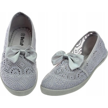 Čipkované prelamované ľahké tenisky mašlička šedé