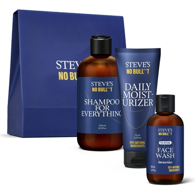 Steves Fresh Face All Day Steves denný hydratačný krém 100 ml + umývací gél na tvár 100 ml + šampón na vlasy a fúzy 250 ml darčeková sada