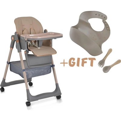Moni Детски стол за хранене с подарък Lindo бежов (3801005152353)