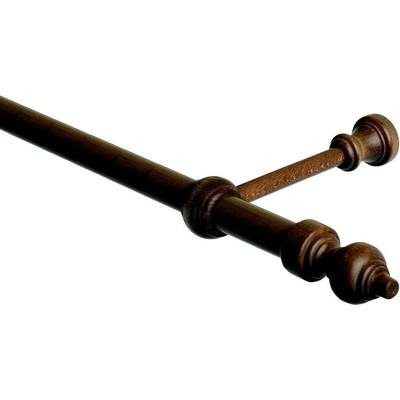 OK-GarnýžeCZ - Garnýž jednořadá 28mm odstín ořech 300 cm do stěny / na tunýlek - bez kroužků