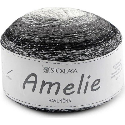 Bavlněná pletací příze Amelie s lurexem 200 g - 2 černá stříbrná