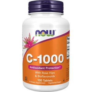 NOW Vitamin C-1000 / with Rose Hips + Bioflavonoids [100 Таблетки]