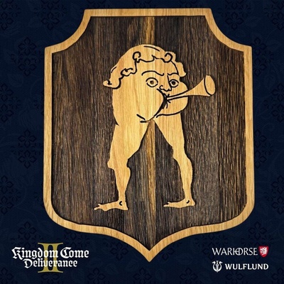 Drakkaria s.r.o. Replika Kingdom Come: Deliverance II Dřevěný štít na stěnu Hospoda Díra velký