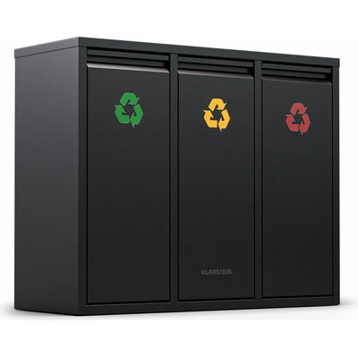 Klarstein Ordnungshüter 3, odpadkový kôš, 45 l, 3 recyklačné koše, nástenná inštalácia KG11-OrdMülleimschwa