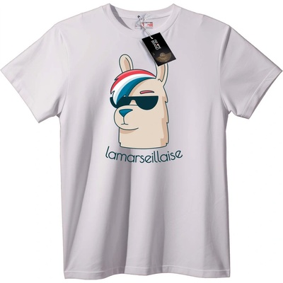 NOONEBRAND Тениска Лама Марсилеза - 2XL, White
