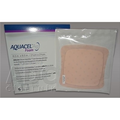 Aquacel Ag Foam Hydrofilné krytie adhezívne 21 x 21 cm 5 ks