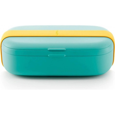 Lékué Кутия за храна Lekue On The Go 1010236, 500 мл, Херметично затваряне, Отделение за прибори, Клапан за микровълнова, Тюркоаз (1010236)